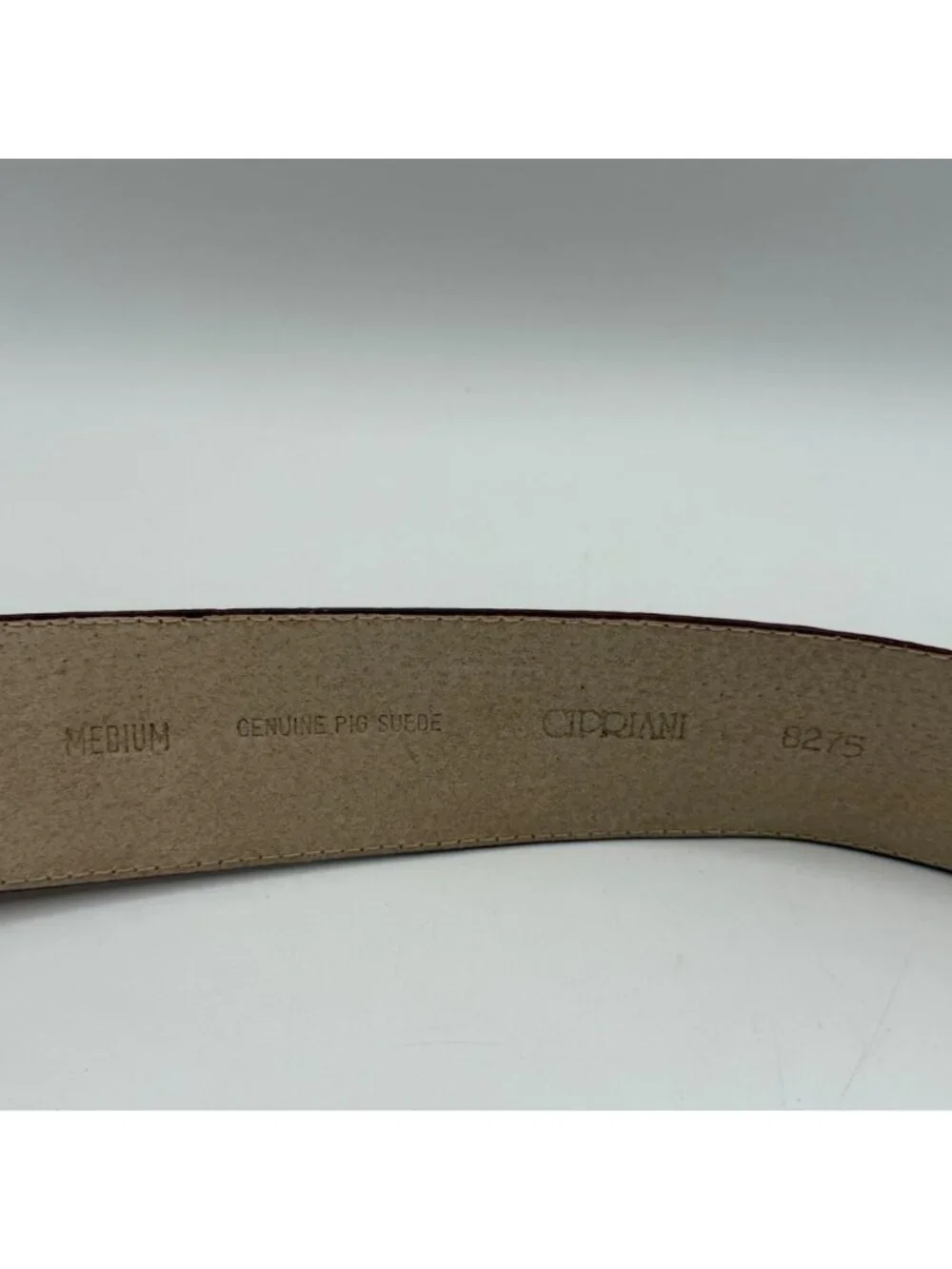 Vintage Cipriani Burnt Orange Genuine Suede Wide Belt Floral Brass Buckle Size M